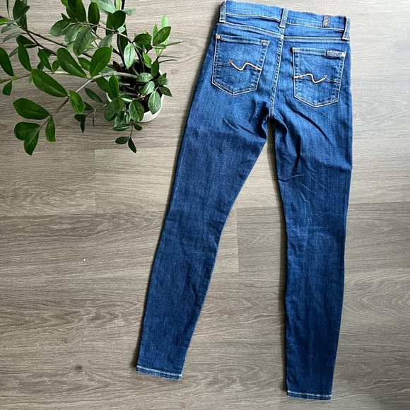 7 for All Mankind Dark Blue "Ankle Gwenevere" Mid-Rise Skinny Jeans - Picture 8 of 10
